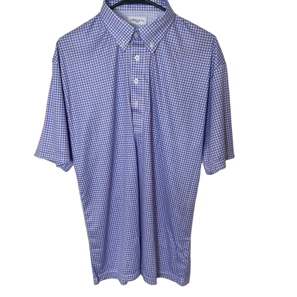 NWOT Collars & Co. Blue Lavender Oxford Button Down Collar Polo in Size Medium